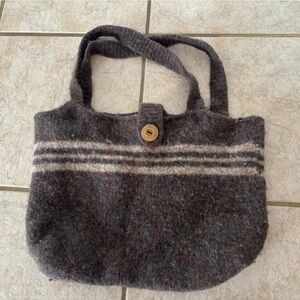 Brown Wool Tote Bag